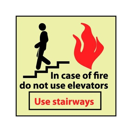 National Marker Co Glow Sign Rigid Plastic - Do Not Use Elevators GL151R